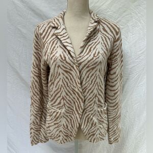 Maeve Anthropologie Cardigan Sweater Blazer Women Sasha Snap Zebra Print Small